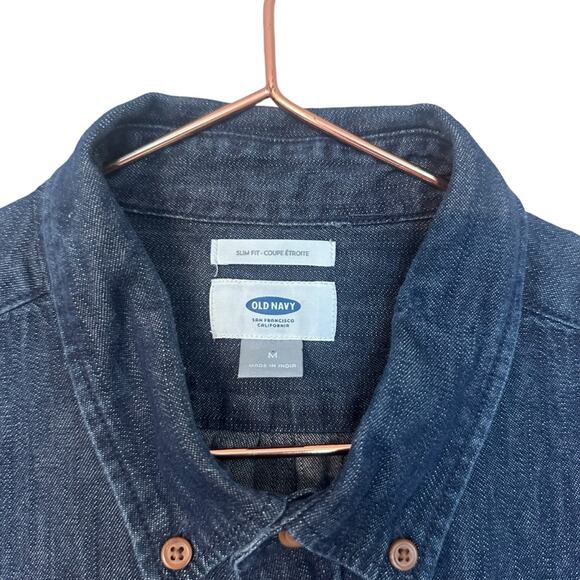 Old Navy Indigo Denim Slim Fit Button Down - Size Medium - Picture 4 of 6